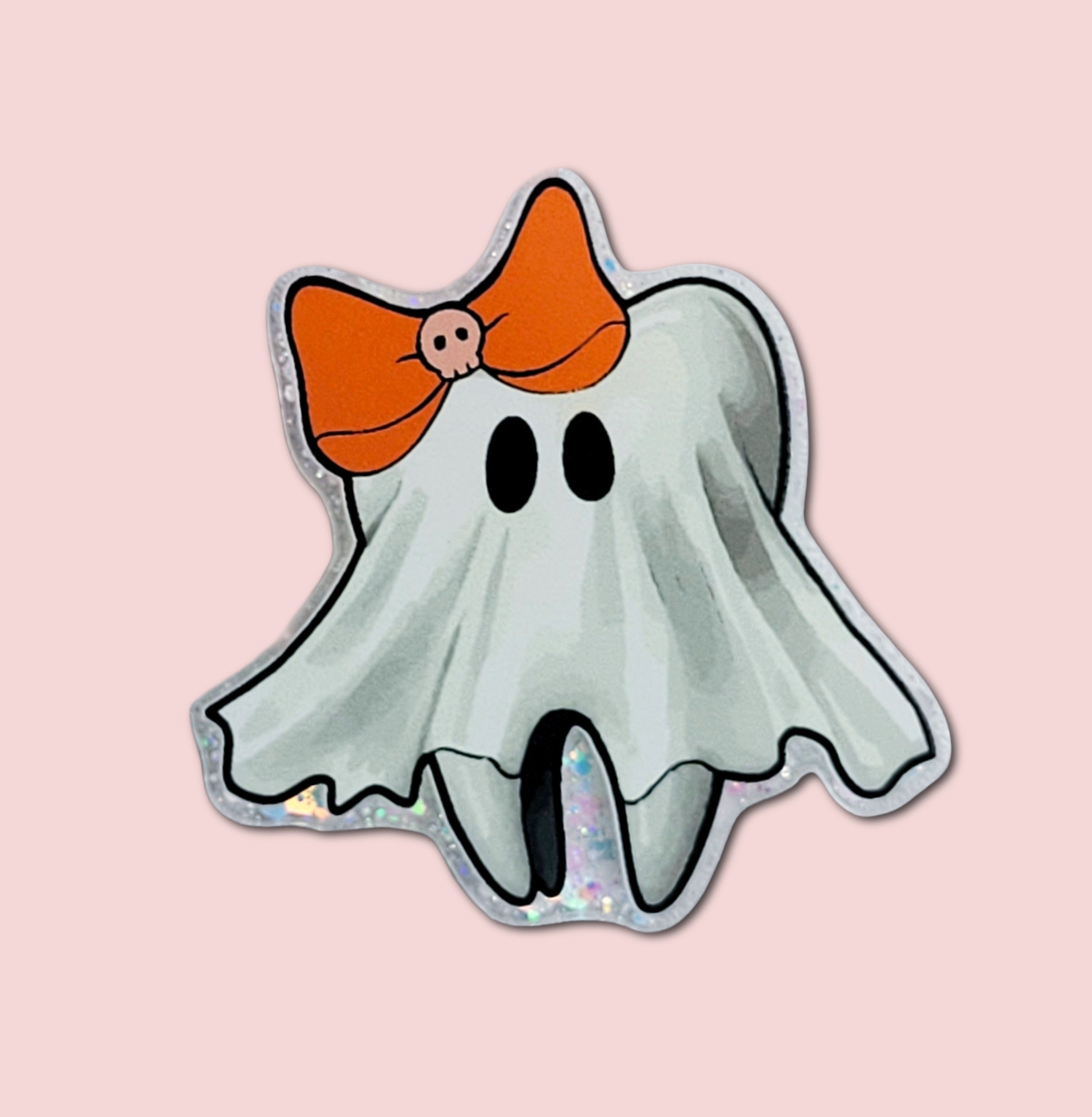 Tooth Ghost With Bow Halloween interchangeable badge topper for dental professionals