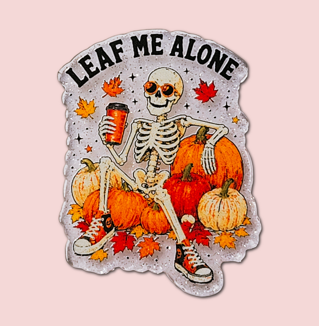 Leaf Me Alone Funny Fall Interchangeable Badge Topper