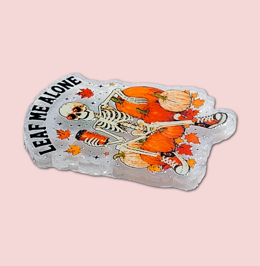 Leaf Me Alone Funny Fall Interchangeable Badge Topper