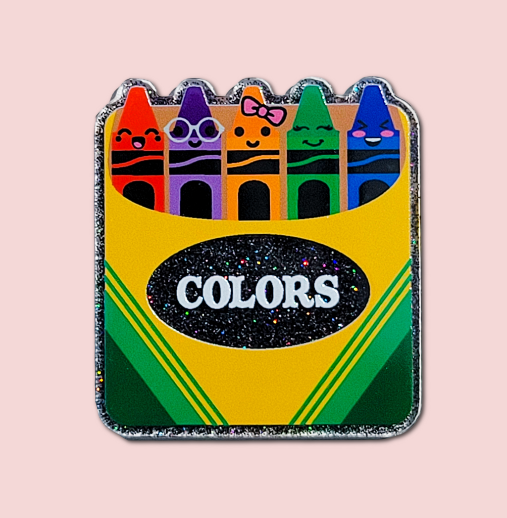 Cute crayon box colors interchangeable badge topper