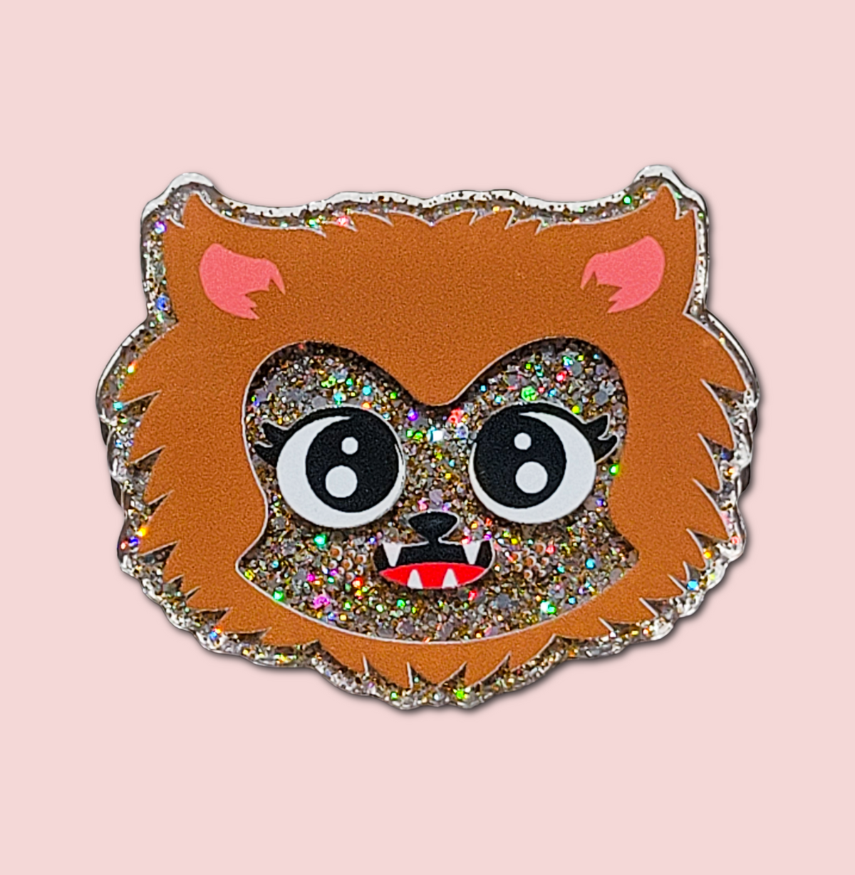 Cute glitter werewolf interchangeable Halloween badge topper