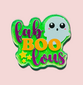 Fab-BOO-Lous ghost interchangeable Halloween badge topper front view