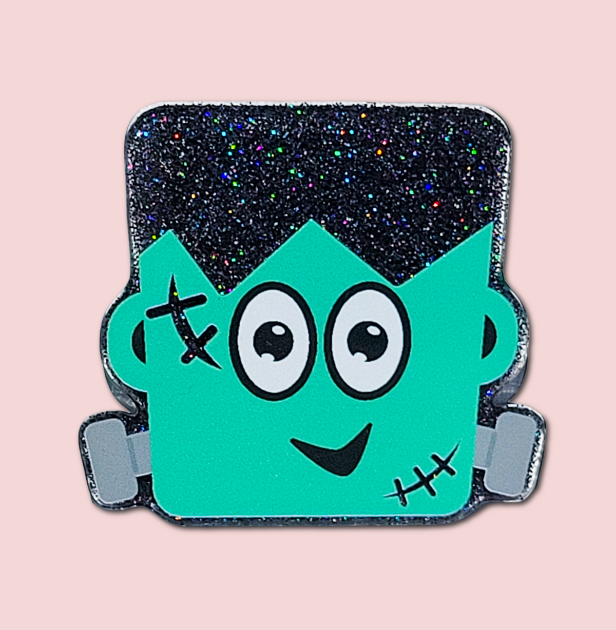 Frankenstein interchangeable Halloween badge topper front view