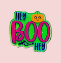 Hey Boo Hey ghost interchangeable Halloween badge topper front view