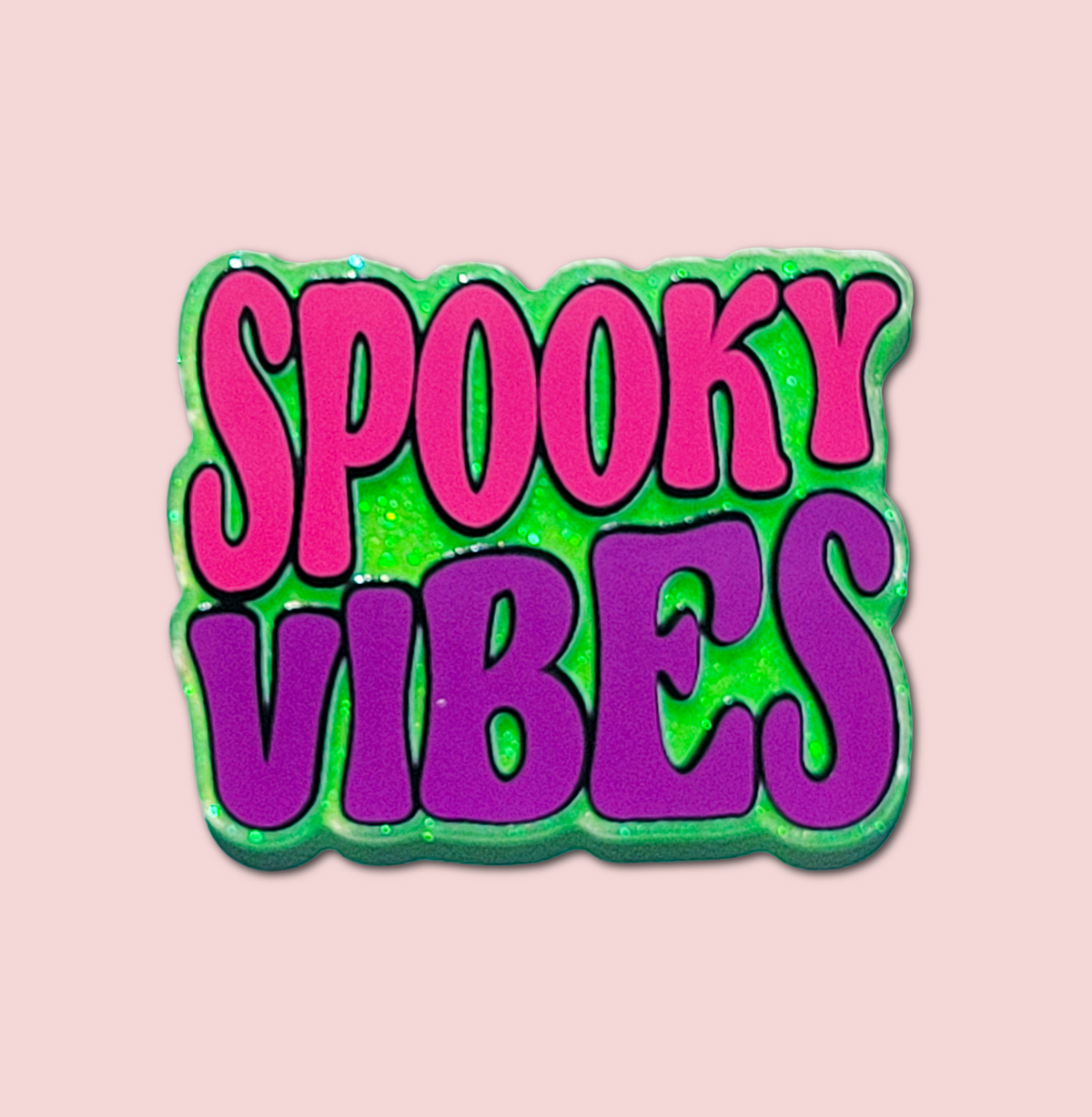 Spooky Vibes colorful Halloween interchangeable badge topper